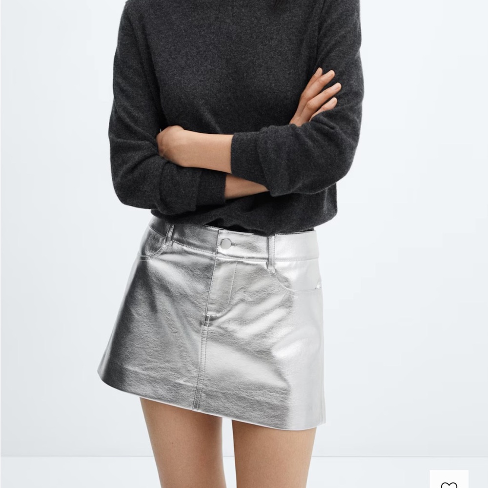 Mango Metallic Faux Leather Women's Miniskirt | NWT Size Medium